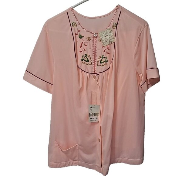 Komar Pajama Set Womens Sz 40 Vintage Button Antron Nylon Embroidered USA Sleep - Picture 16 of 16